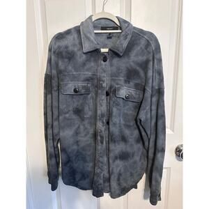 Forever 21 Dyed Blue Fleece Shacket Medium